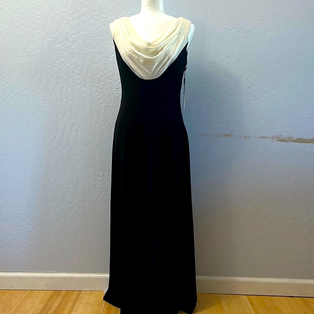 Calvin Klein Black Ivory Sequin Evening Gown
